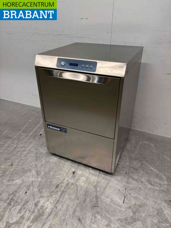 Stainless steel Rhima Optima 500 Dishwasher with waste pump 400V Catering - Image 2