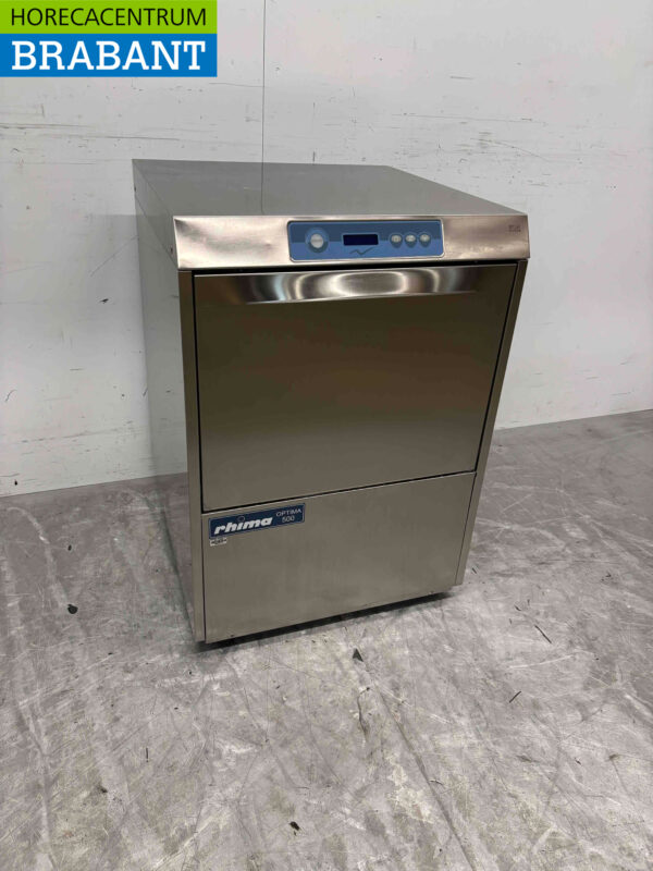 Stainless steel Rhima Optima 500 Dishwasher with waste pump 400V Catering - Image 3