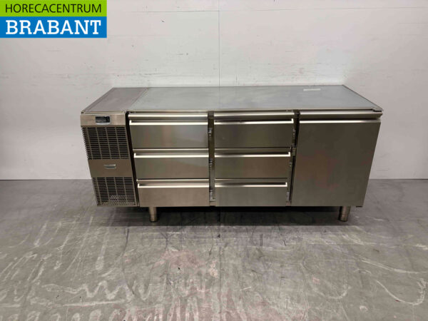 Stainless steel Zanussi Refrigerated Workbench 1 door and 6 drawers 172 cm 230V Horeca