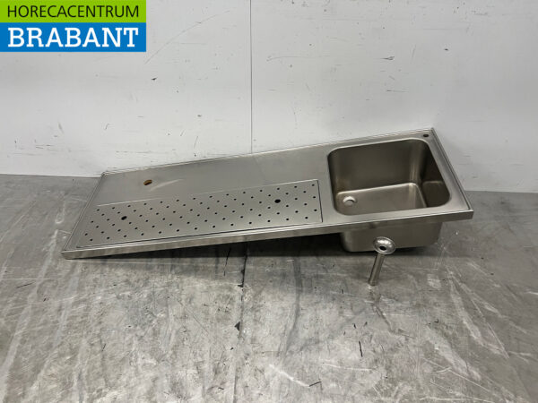 Stainless steel Tray with sink 150 x 50 cm Horeca