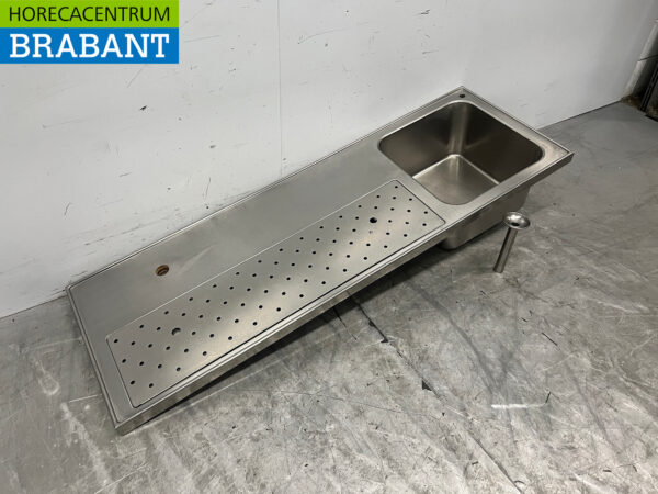 Stainless steel Tray with sink 150 x 50 cm Horeca - Image 3