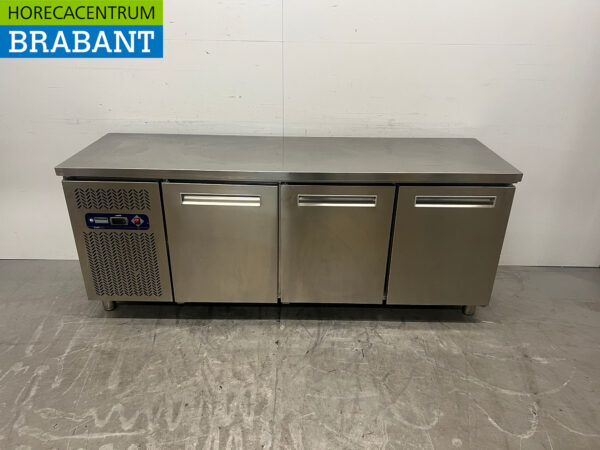 Stainless steel Diamond Refrigerated Workbench 3 doors 202 cm 230V Catering