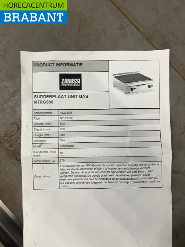Stainless steel Zanussi Pressure stove Sudder plate 80 cm GAS Horeca - Image 5