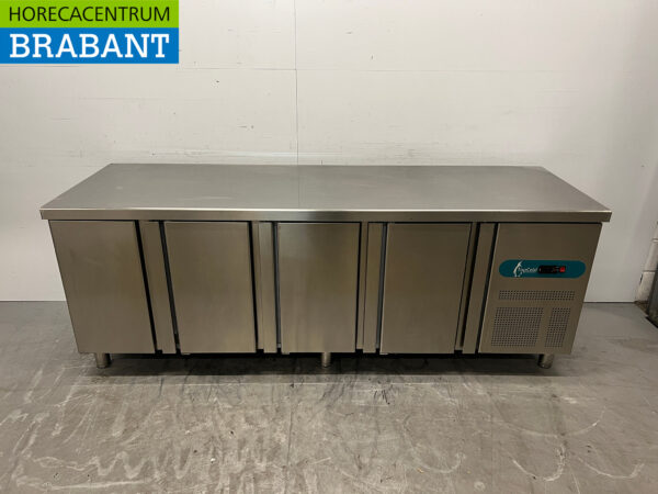 Stainless steel Topcold Refrigerated Workbench 4 doors 225 cm 230V Horeca
