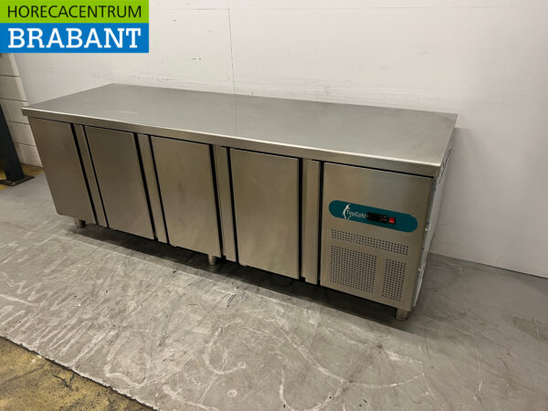 Stainless steel Topcold Refrigerated Workbench 4 doors 225 cm 230V Horeca - Image 2