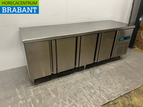 Stainless steel Topcold Refrigerated Workbench 4 doors 225 cm 230V Horeca - Image 3