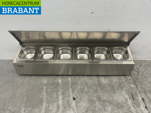 Stainless steel HCB GN tray holder with lid 6 x 1/6 gastronorm GN 106 cm Horeca - Image 4