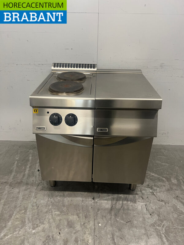 Stainless steel Zanussi 2 burner Electric Stove with work unit 80 cm 400V Horeca