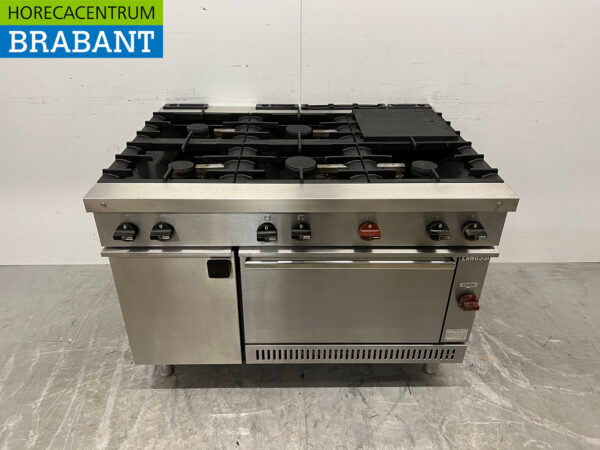 Stainless steel Zanussi 6 burner stove with oven and warming cabinet GAS Horeca