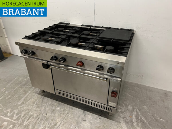 Stainless steel Zanussi 6 burner stove with oven and warming cabinet GAS Horeca - Image 2