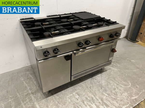 Stainless steel Zanussi 6 burner stove with oven and warming cabinet GAS Horeca - Image 3