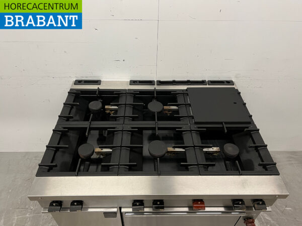 Stainless steel Zanussi 6 burner stove with oven and warming cabinet GAS Horeca - Image 4