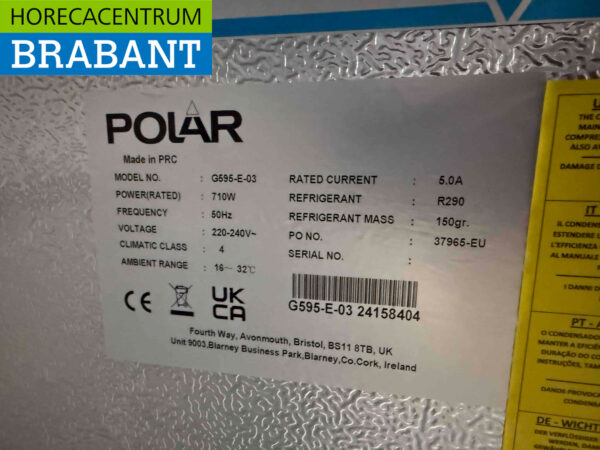Stainless steel Polar G595 Double-door 2-door Freezer Freezer 1200 liters 230V Horeca - Image 5