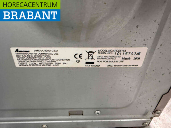 Stainless steel Amana RCS511A Microwave 1100 watts 230V Catering - Image 5