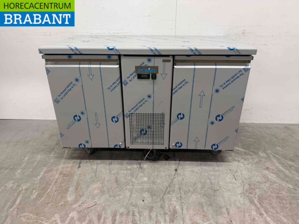 Stainless steel Polar UA070 Energy efficient Refrigerated Workbench 2 doors 130 cm 230V Horeca