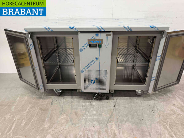 Stainless steel Polar UA070 Energy efficient Refrigerated Workbench 2 doors 130 cm 230V Horeca - Image 5