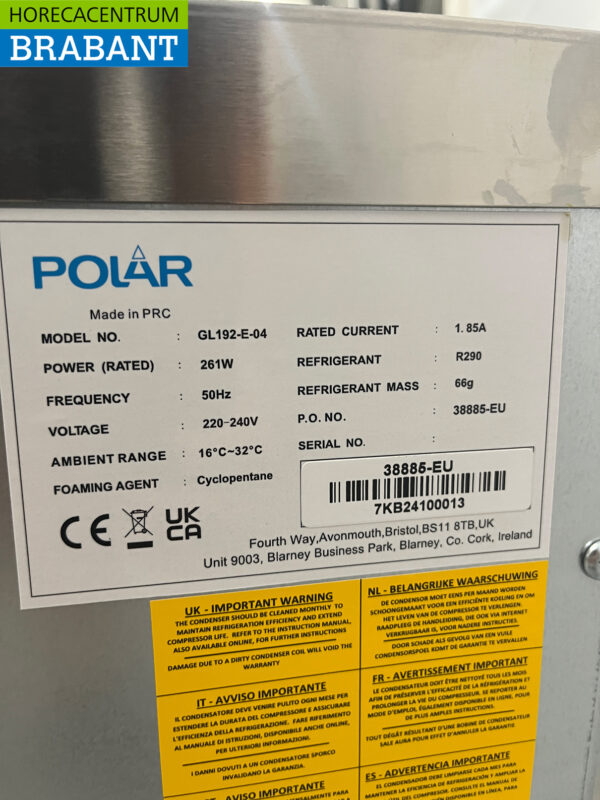 Stainless steel Polar GL192 ice cube machine with 10 kg bunker Produces 50 kg per day 230V Horeca - Image 7
