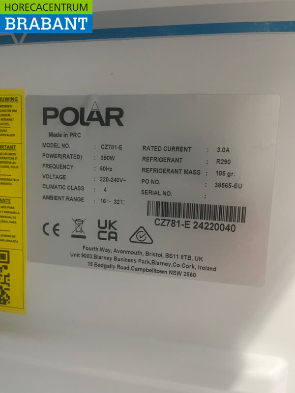 Polar CZ781 Double-door 2-door Refrigerator 744 liters 230V Horeca - Image 5