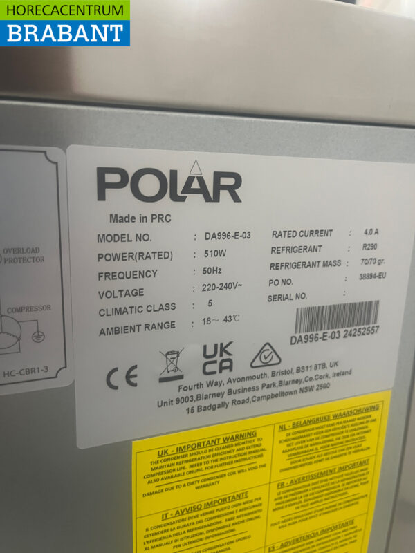 Polar DA996 stainless steel Refrigerator/freezer with 2 drawers Per drawer 2 x 1/1 gastronorm 230V Horeca - Image 6