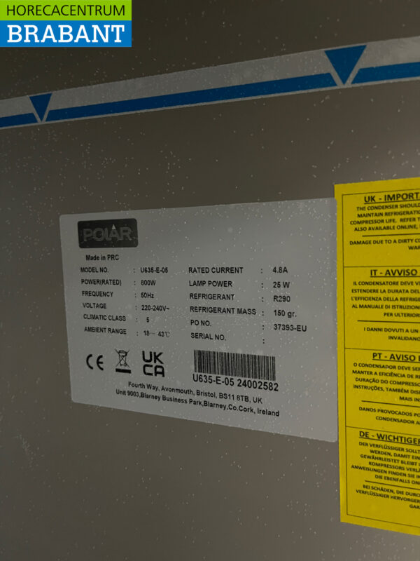 Stainless steel Polar U635 Double-door 2-door Freezer Freezer 1300 liters 230V Horeca - Image 5
