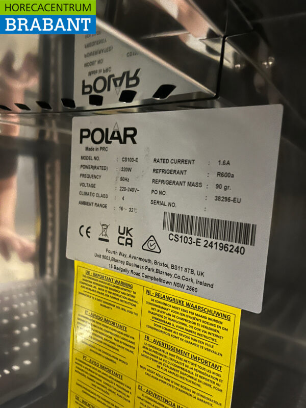 Polar CS103 Backbar Bar Refrigerator 4 doors 254.2 cm 230V Catering - Image 6