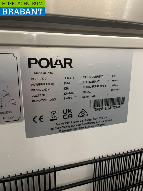 Polar GP898 Mobile Freezer Shop Freezer Stainless Steel Lid 581 liters 230V Catering - Image 6