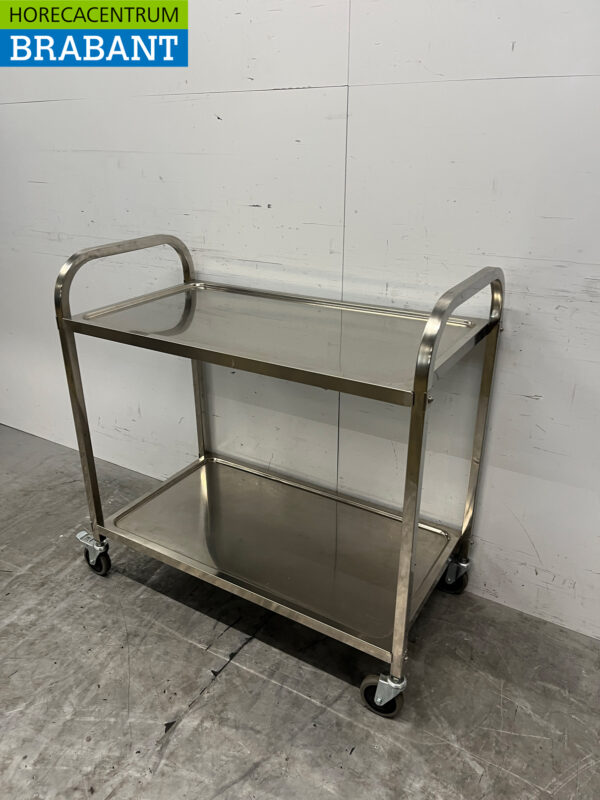 Stainless steel Serving Trolley 2 tiers 94.5 cm Horeca - Image 2