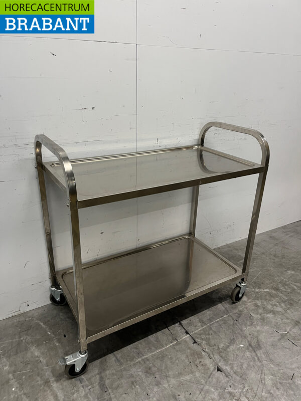 Stainless steel Serving Trolley 2 tiers 94.5 cm Horeca - Image 3