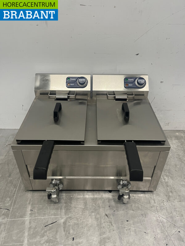 Stainless steel Hakvoort Double Fryer 2 x 8 liter 2 x 230V Horeca