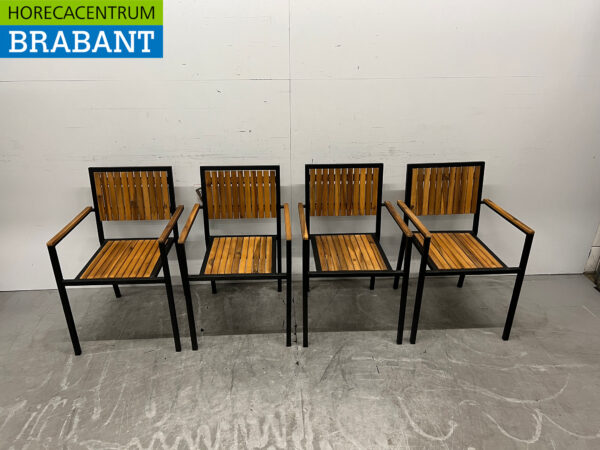 Bolero DS151 chairs with acacia wood armrest anthracite (4 pieces) Catering