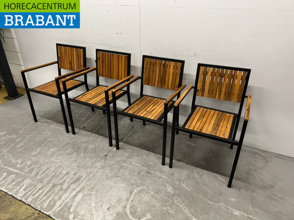 Bolero DS151 chairs with acacia wood armrest anthracite (4 pieces) Catering - Image 2