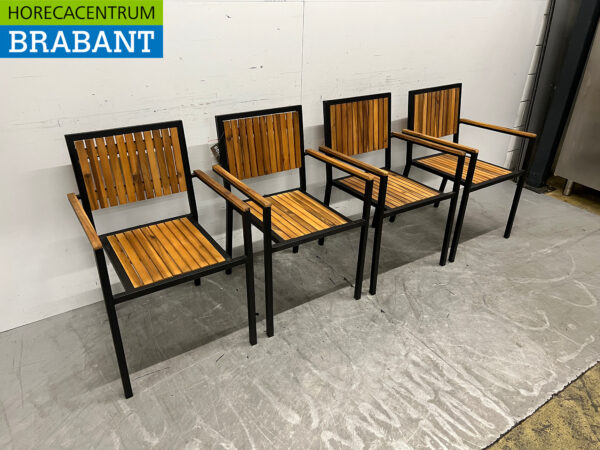 Bolero DS151 chairs with acacia wood armrest anthracite (4 pieces) Catering - Image 3