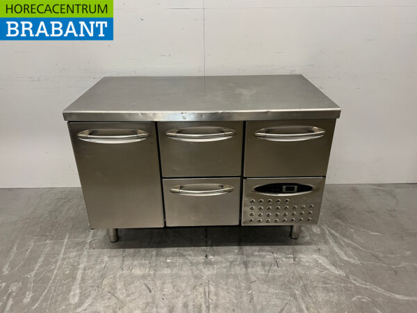Stainless steel Mercatus Refrigerated Workbench 1 door 3 drawers 132 cm 230V Horeca