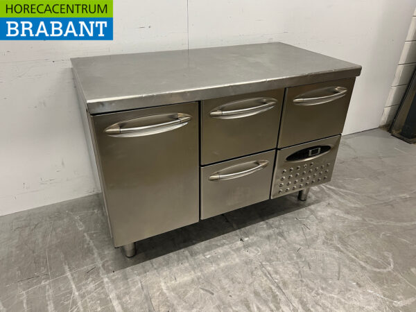 Stainless steel Mercatus Refrigerated Workbench 1 door 3 drawers 132 cm 230V Horeca - Image 3