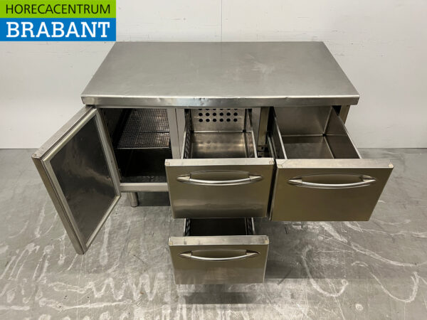 Stainless steel Mercatus Refrigerated Workbench 1 door 3 drawers 132 cm 230V Horeca - Image 4