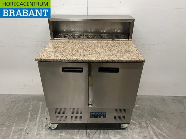 Stainless steel Polar Mobile Saladette Refrigerated Workbench 2 doors 90.5 cm 230V Horeca