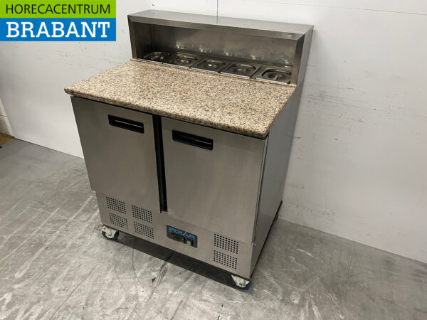 Stainless steel Polar Mobile Saladette Refrigerated Workbench 2 doors 90.5 cm 230V Horeca - Image 2