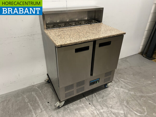 Stainless steel Polar Mobile Saladette Refrigerated Workbench 2 doors 90.5 cm 230V Horeca - Image 3
