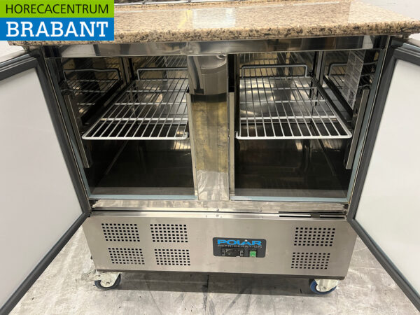 Stainless steel Polar Mobile Saladette Refrigerated Workbench 2 doors 90.5 cm 230V Horeca - Image 4