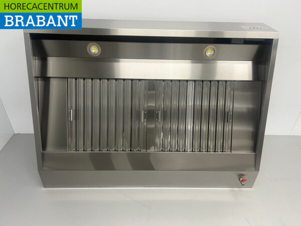 HCB stainless steel extractor hood fume hood Premium-line motor 1500 cubic meters oblique model 140 cm 230V Horeca