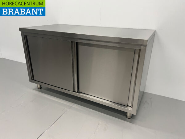 HCB stainless steel Work Cabinet 2 sliding doors Premium-line 140 cm Catering - Image 2