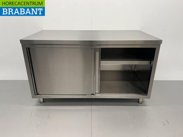 HCB stainless steel Work Cabinet 2 sliding doors Premium-line 140 cm Catering - Image 4