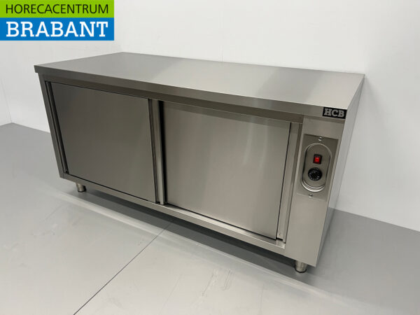 Stainless steel warming cabinet Plate warming cabinet 2 sliding doors Premium-line 160 cm Horeca - Image 2