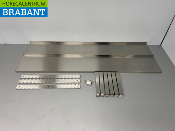 Stainless steel Double wall shelf shelf 180 x 30 cm Catering