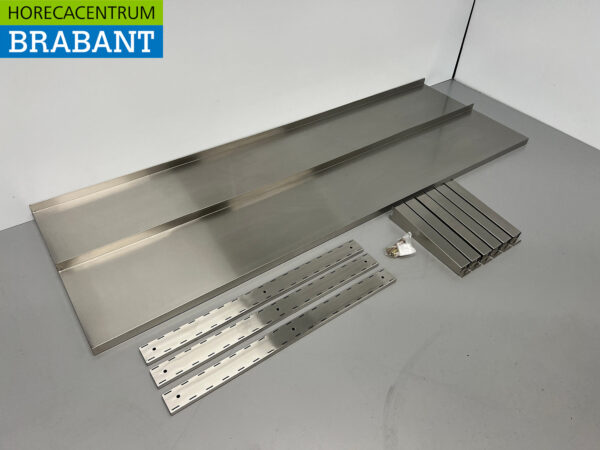 Stainless steel Double wall shelf shelf 180 x 30 cm Catering - Image 2