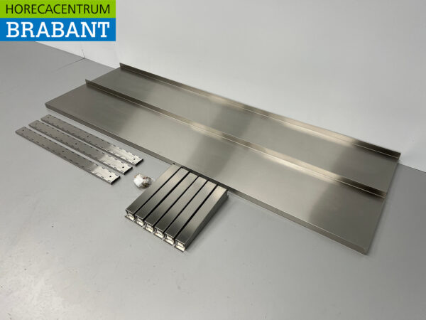 Stainless steel Double wall shelf shelf 180 x 30 cm Catering - Image 3