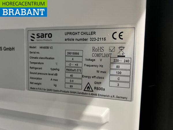 Saro Refrigerator 361 liters 230V Catering - Image 5
