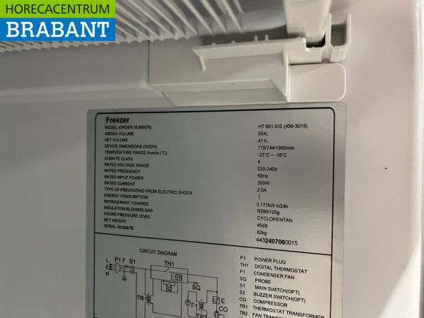 Stainless steel Saro Freezer 534 liters 230V Horeca - Image 5