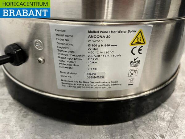 Stainless steel Saro Kettle 27 liters 230V Catering - Image 5