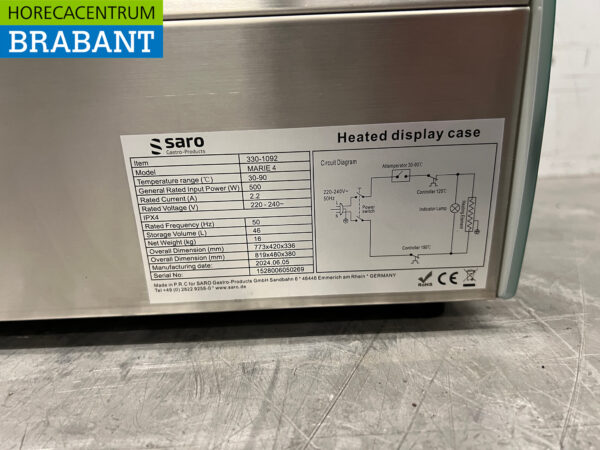 Stainless steel Saro Hot Display Case 46 liters 230V Catering - Image 6